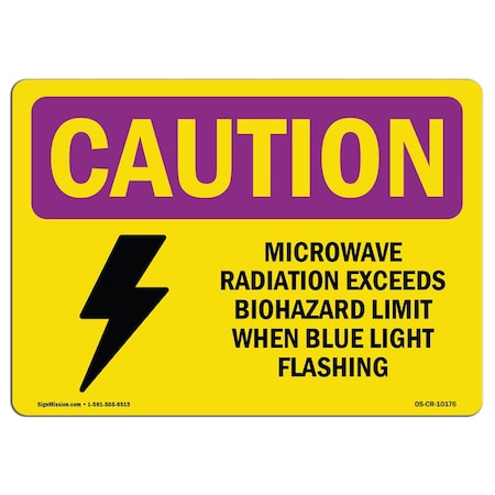 Signmission OSHA CAUTION RADIATION Sign, Microwave Radiation Blue Light, 7in X 5in Decal, 5" H, 7" W, Landscape OS-CR-D-57-L-10176